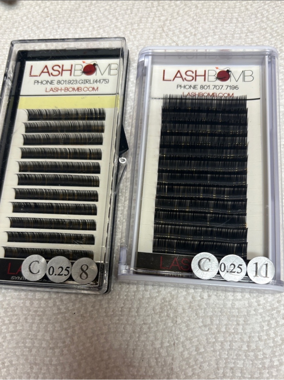 Lash Bomb C curl 0.25 8 mm and 11 mm professional eyelashes extensions